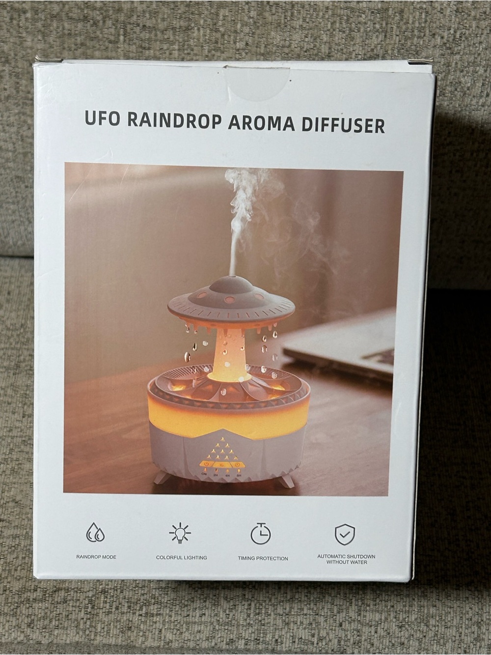 UFO Raindrop Aroma Diffuser lights up multicolor LED Lights soothing sounds